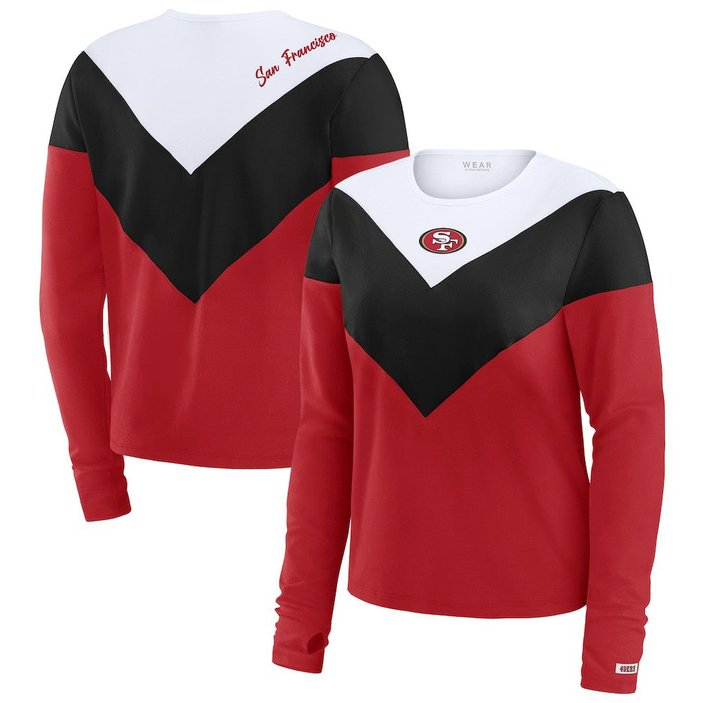 San Francisco 49ers  WEAR by Erin Andrews Women's Plus Size Chevron Tri-Blend Long Sleeve T-Shirt