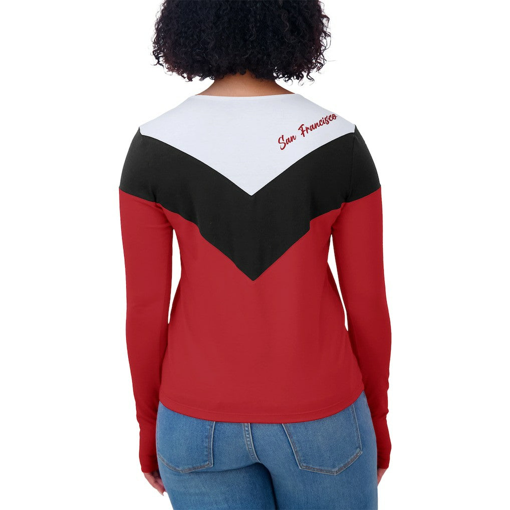 San Francisco 49ers  WEAR by Erin Andrews Women's Plus Size Chevron Tri-Blend Long Sleeve T-Shirt