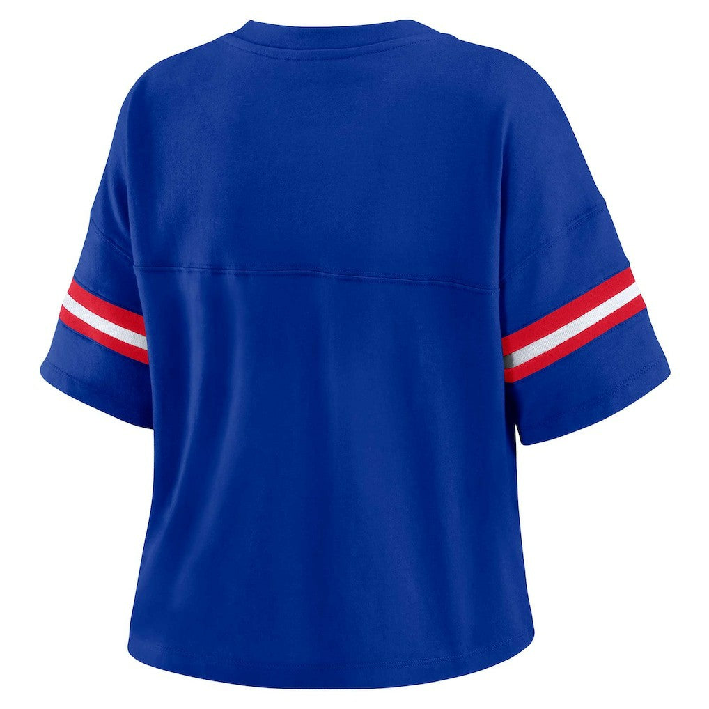 Buffalo Bills  WEAR by Erin Andrews Women's Plus Size Color Block Boxy V-Neck T-Shirt