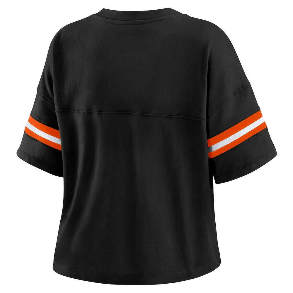 Cincinnati Bengals  WEAR by Erin Andrews Women's Plus Size Color Block Boxy V-Neck T-Shirt