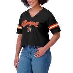 Cincinnati Bengals  WEAR by Erin Andrews Women's Plus Size Color Block Boxy V-Neck T-Shirt