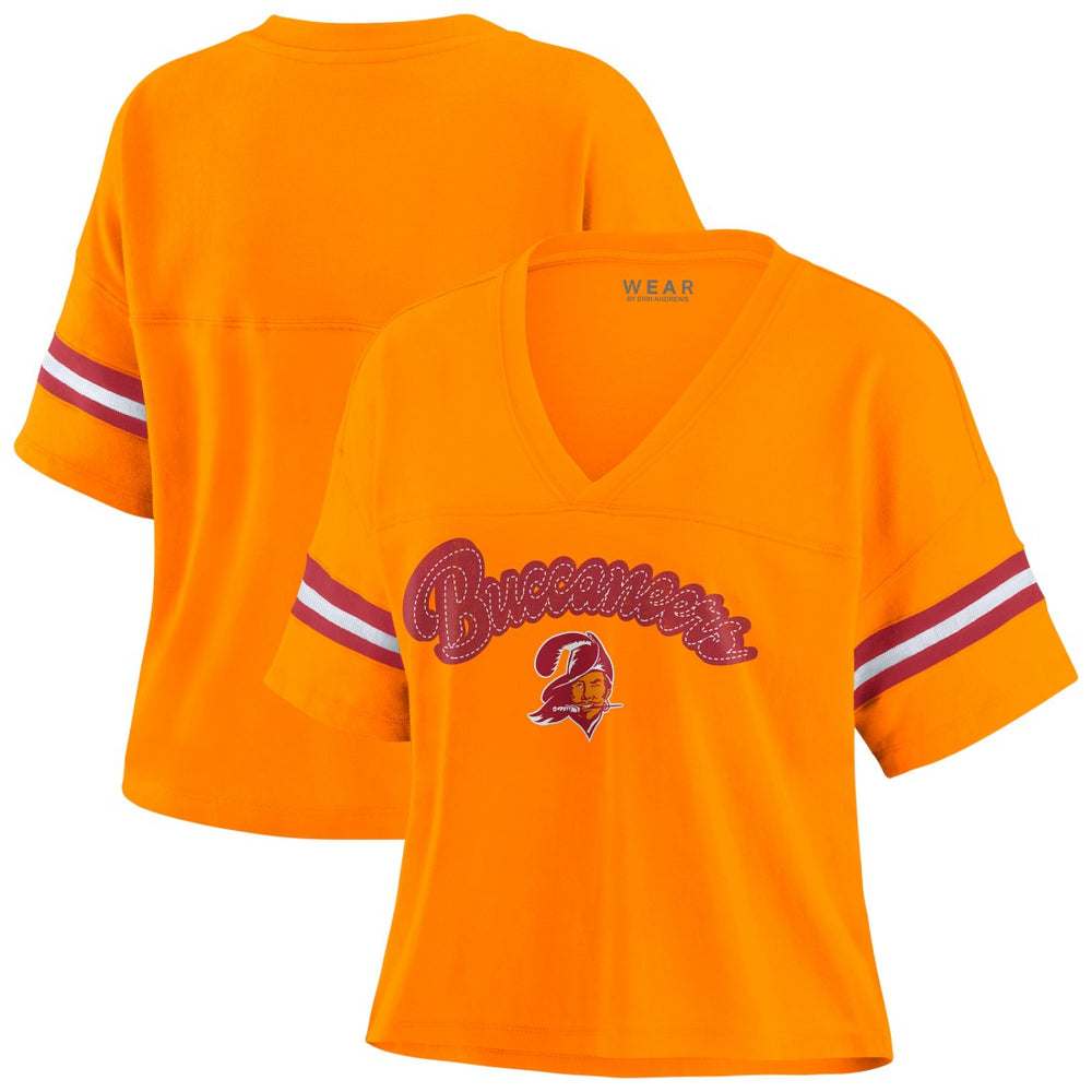 Tampa Bay Buccaneers  WEAR by Erin Andrews Women's Plus Size Color Block Boxy V-Neck T-Shirt