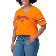 Tampa Bay Buccaneers  WEAR by Erin Andrews Women's Plus Size Color Block Boxy V-Neck T-Shirt