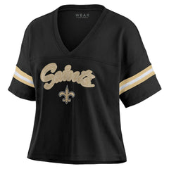 New Orleans Saints  WEAR by Erin Andrews Women's Plus Size Color Block Boxy V-Neck T-Shirt