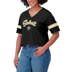 New Orleans Saints  WEAR by Erin Andrews Women's Plus Size Color Block Boxy V-Neck T-Shirt