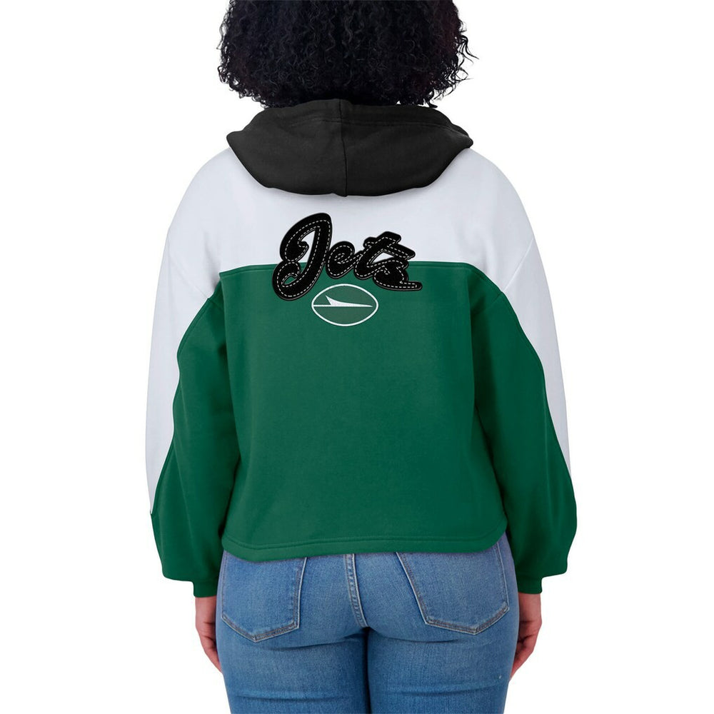 New York Jets  WEAR by Erin Andrews Women's Color Block Full-Zip Hoodie