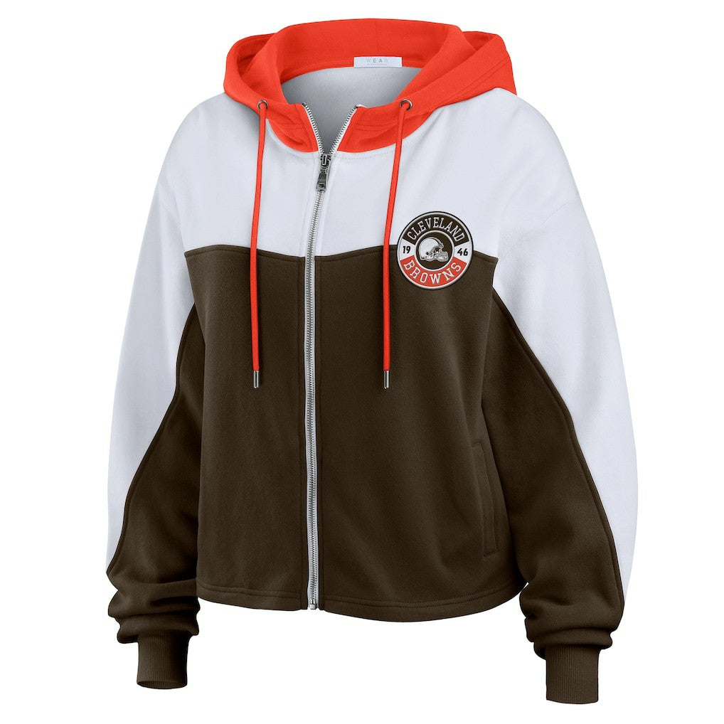Cleveland Browns  WEAR by Erin Andrews Women's Plus Size Color Block Full-Zip Hoodie