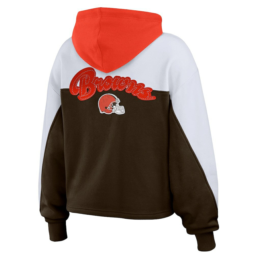 Cleveland Browns  WEAR by Erin Andrews Women's Plus Size Color Block Full-Zip Hoodie