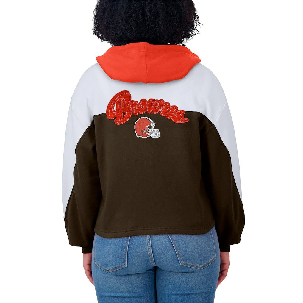 Cleveland Browns  WEAR by Erin Andrews Women's Plus Size Color Block Full-Zip Hoodie