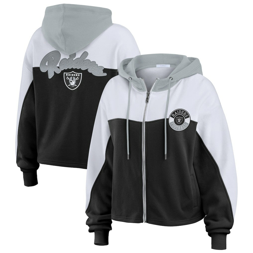 Las Vegas Raiders  WEAR by Erin Andrews Women's Plus Size Color Block Full-Zip Hoodie