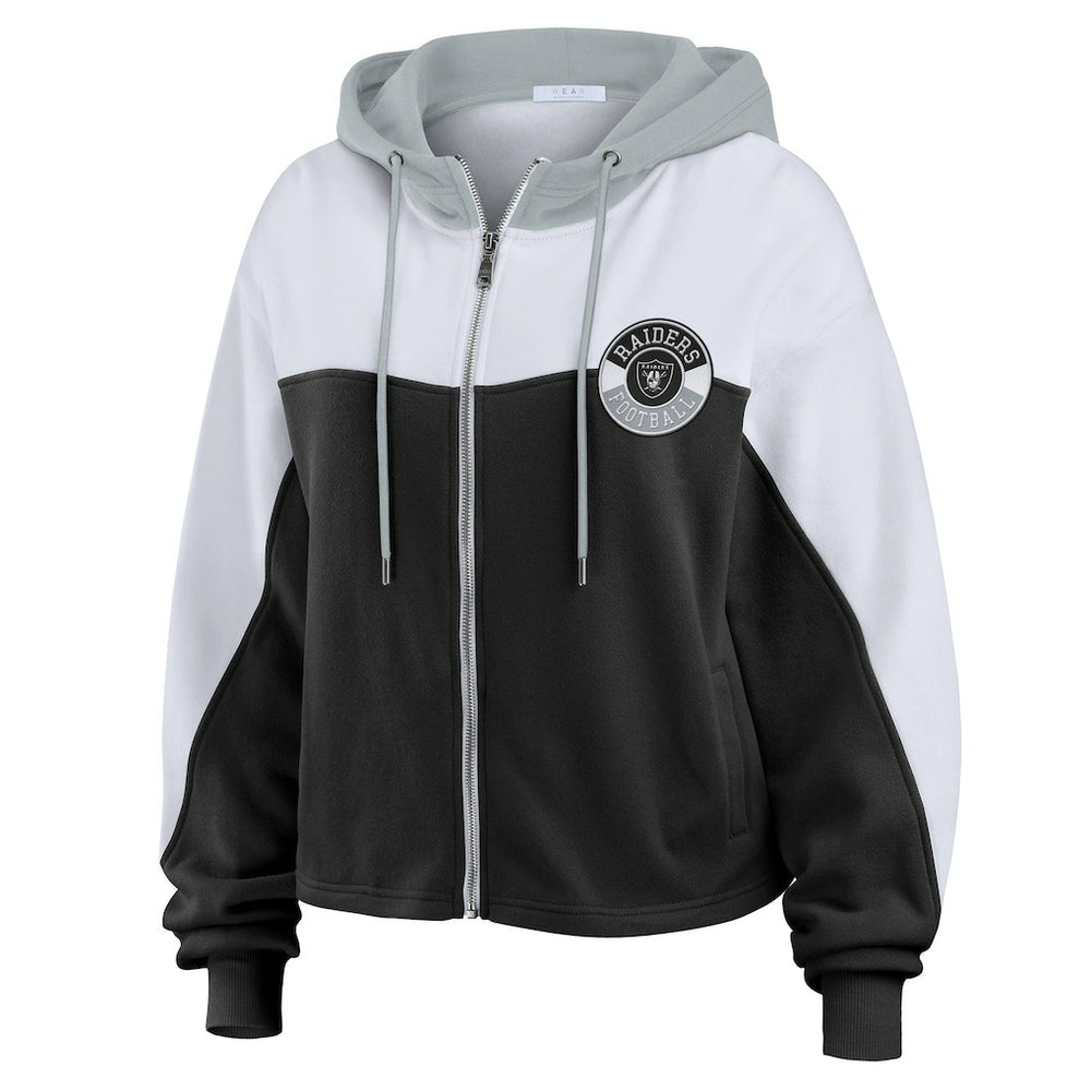 Las Vegas Raiders  WEAR by Erin Andrews Women's Plus Size Color Block Full-Zip Hoodie