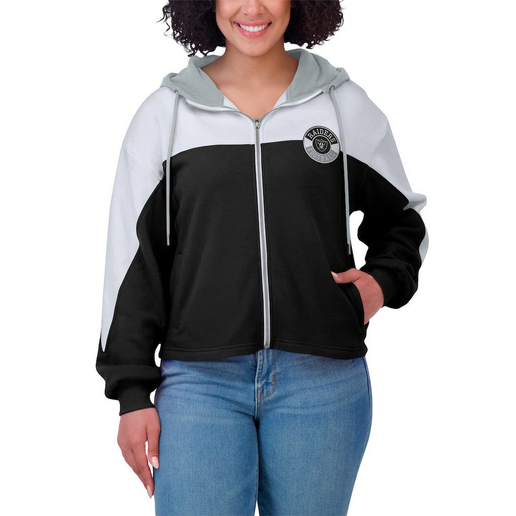 Las Vegas Raiders  WEAR by Erin Andrews Women's Plus Size Color Block Full-Zip Hoodie