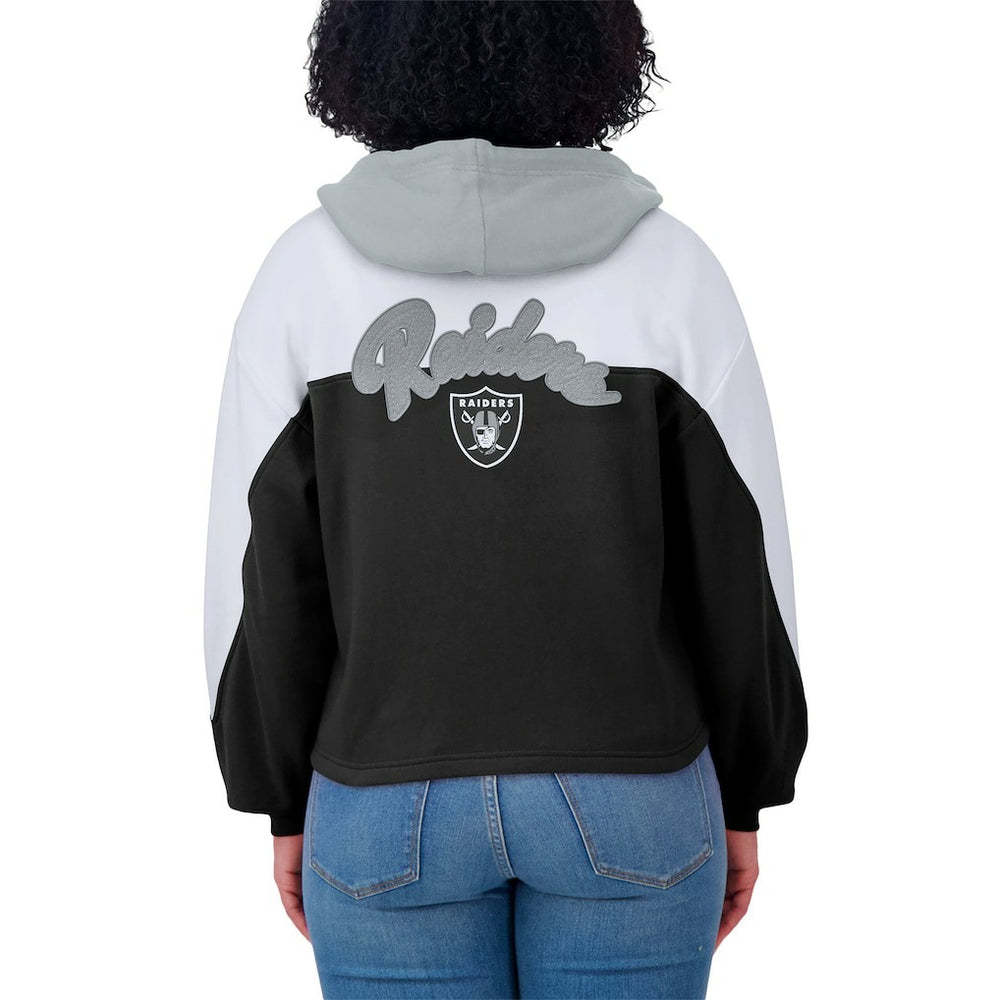Las Vegas Raiders  WEAR by Erin Andrews Women's Plus Size Color Block Full-Zip Hoodie