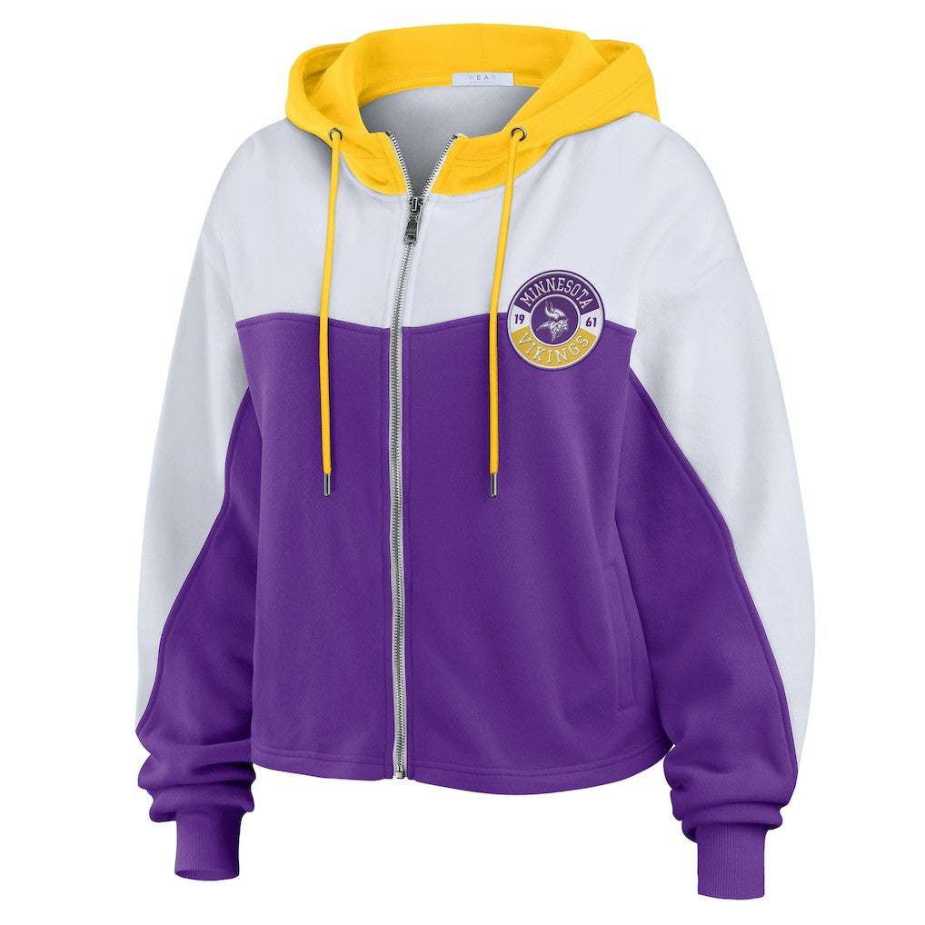 Minnesota Vikings  WEAR by Erin Andrews Women's Plus Size Color Block Full-Zip Hoodie