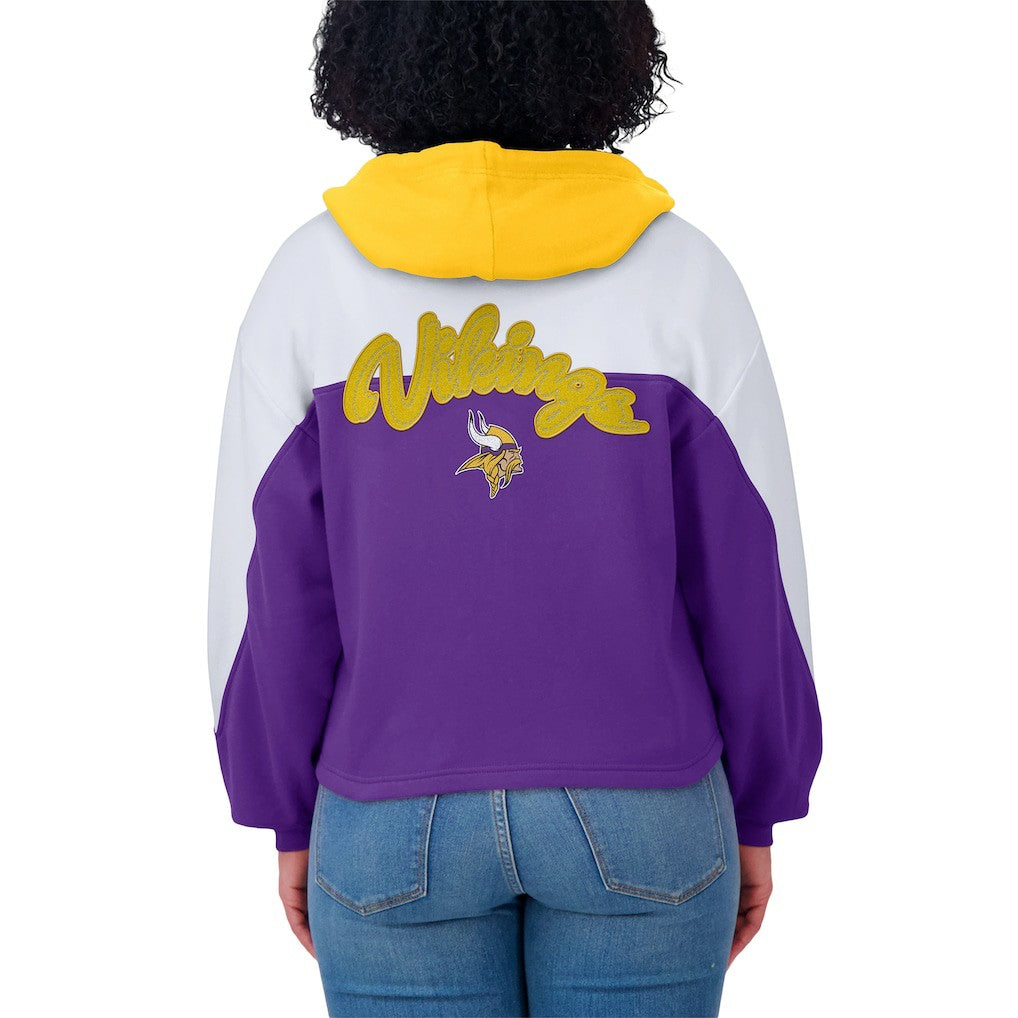 Minnesota Vikings  WEAR by Erin Andrews Women's Plus Size Color Block Full-Zip Hoodie