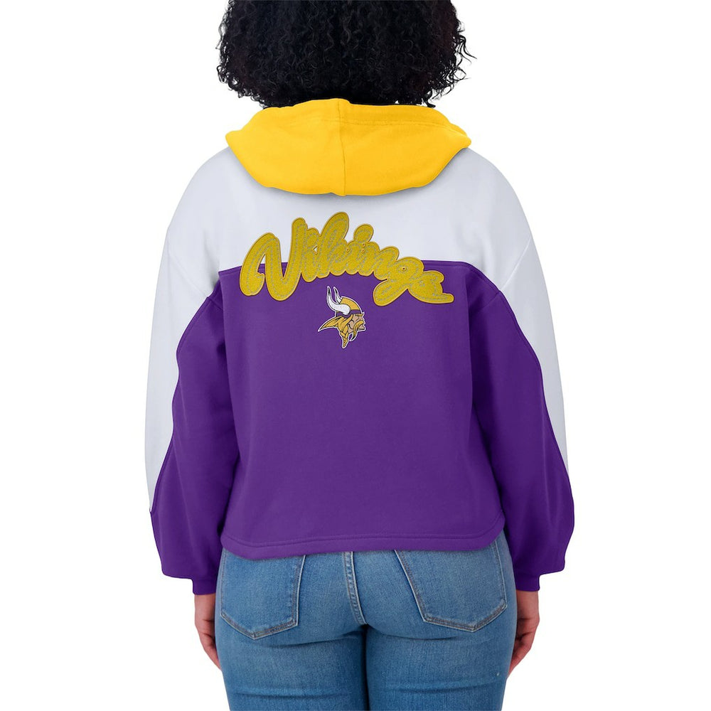 Minnesota Vikings  WEAR by Erin Andrews Women's Plus Size Color Block Full-Zip Hoodie