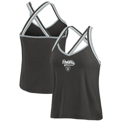 Las Vegas Raiders  WEAR by Erin Andrews Women's Cross Strap Tri-Blend Tank Top