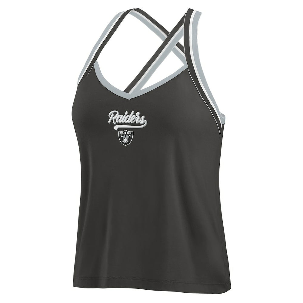 Las Vegas Raiders  WEAR by Erin Andrews Women's Cross Strap Tri-Blend Tank Top