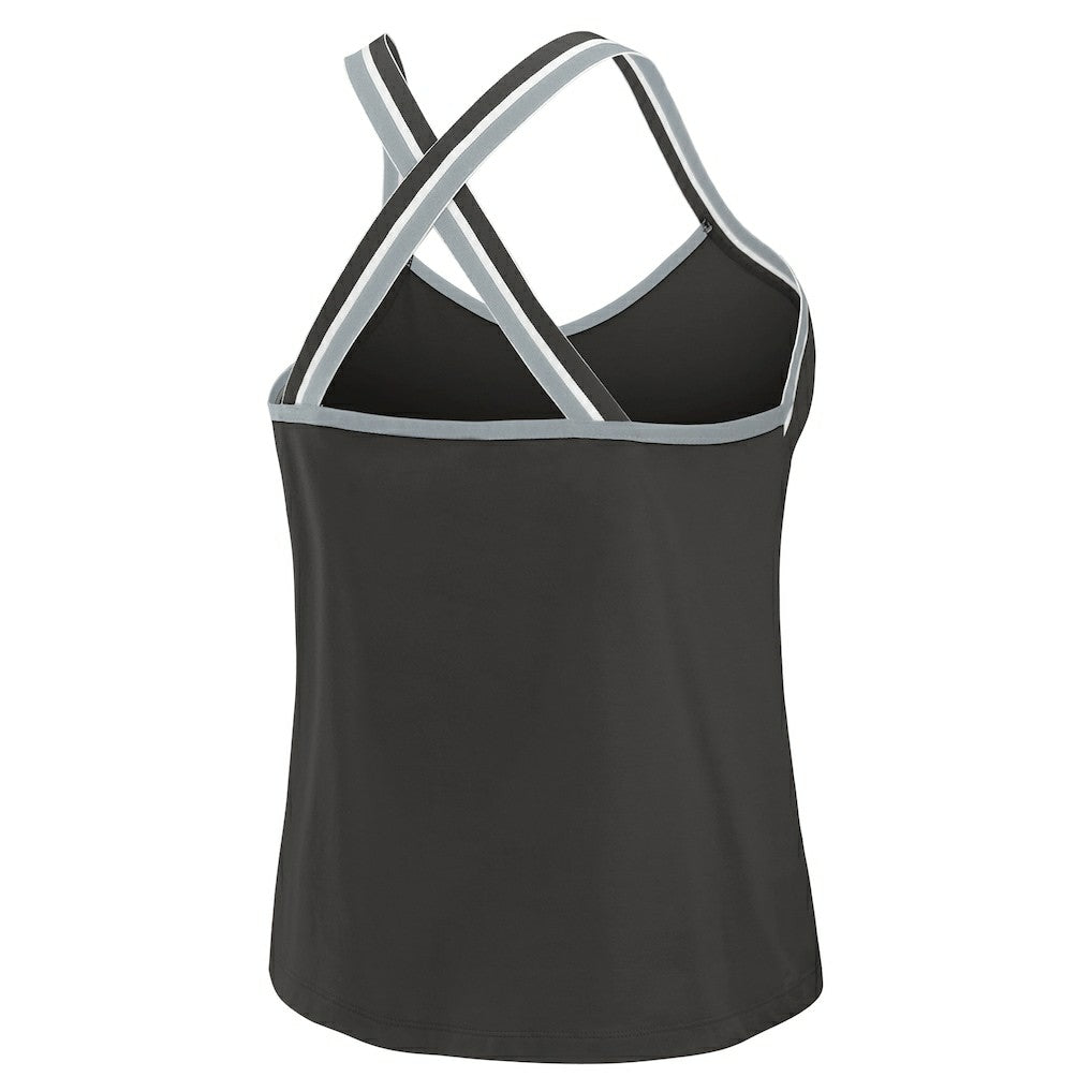 Las Vegas Raiders  WEAR by Erin Andrews Women's Cross Strap Tri-Blend Tank Top