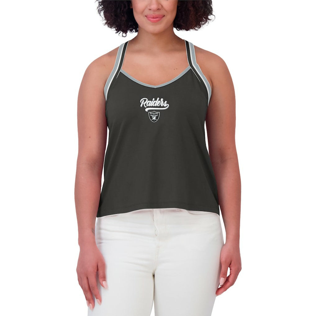 Las Vegas Raiders  WEAR by Erin Andrews Women's Cross Strap Tri-Blend Tank Top