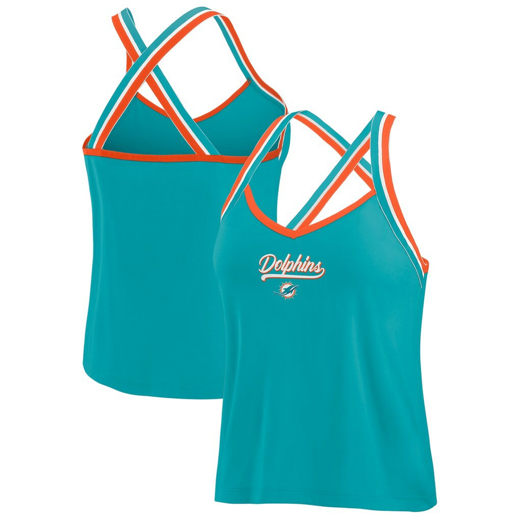 Miami Dolphins  WEAR by Erin Andrews Women's Cross Strap Tri-Blend Tank Top