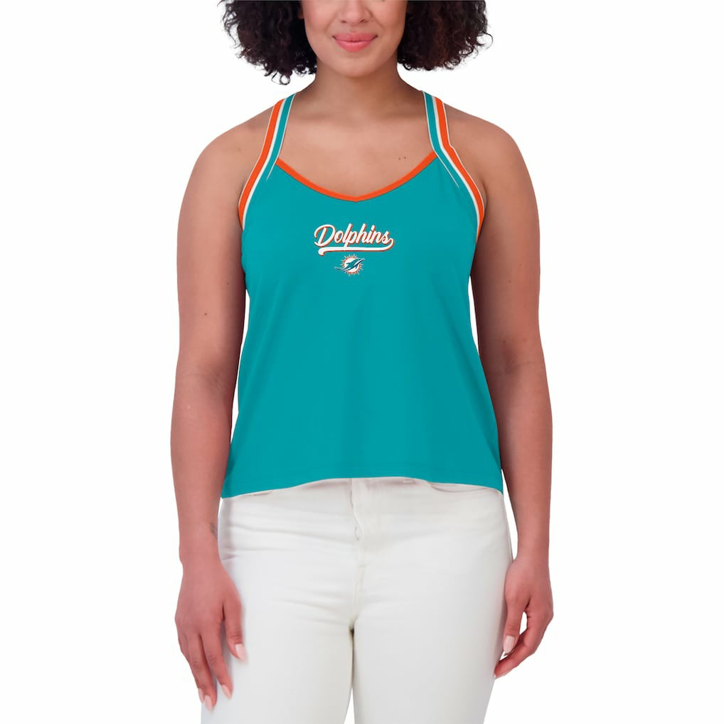 Miami Dolphins  WEAR by Erin Andrews Women's Cross Strap Tri-Blend Tank Top