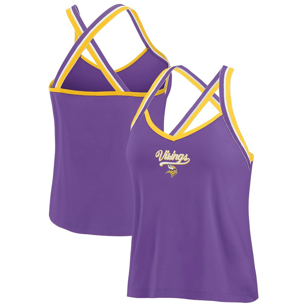 Minnesota Vikings  WEAR by Erin Andrews Women's Cross Strap Tri-Blend Tank Top