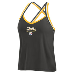 Pittsburgh Steelers  WEAR by Erin Andrews Women's Cross Strap Tri-Blend Tank Top