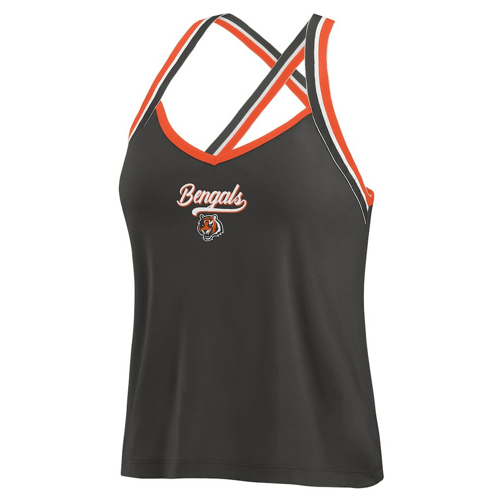 Cincinnati Bengals  WEAR by Erin Andrews Women's Cross Strap Tri-Blend Tank Top