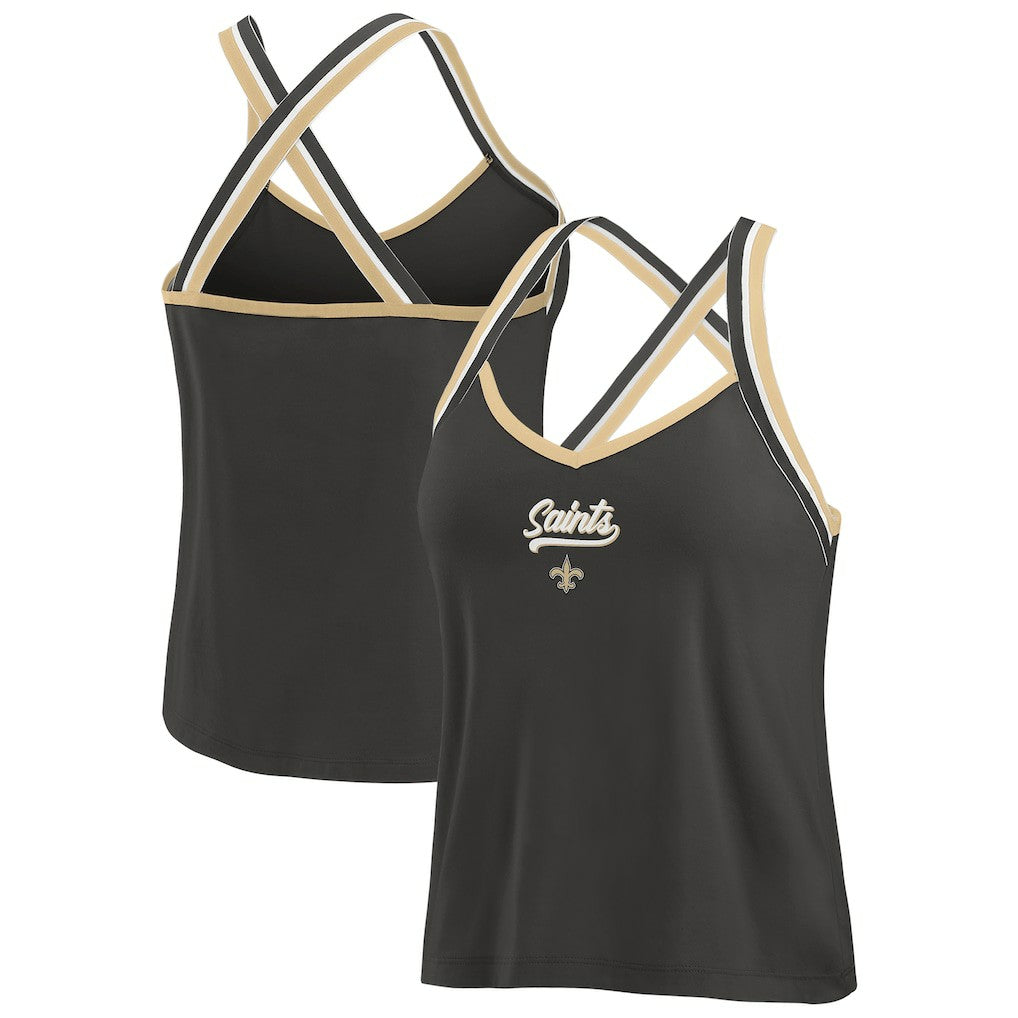 New Orleans Saints  WEAR by Erin Andrews Women's Cross Strap Tri-Blend Tank Top