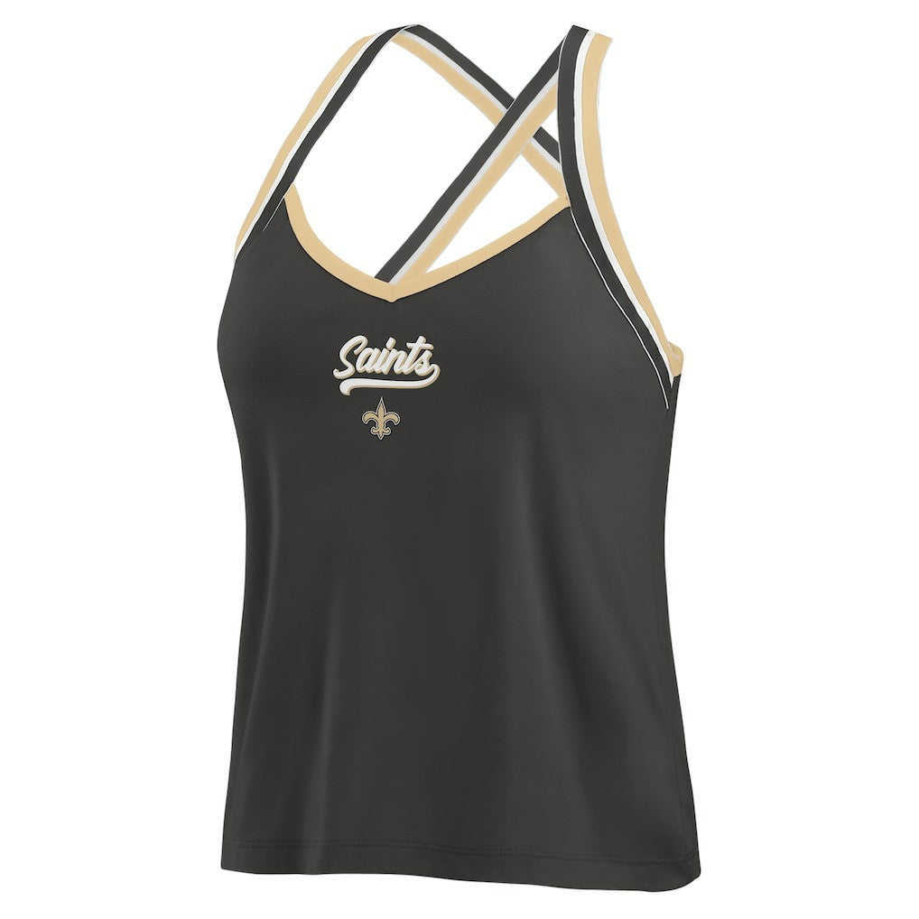 New Orleans Saints  WEAR by Erin Andrews Women's Cross Strap Tri-Blend Tank Top