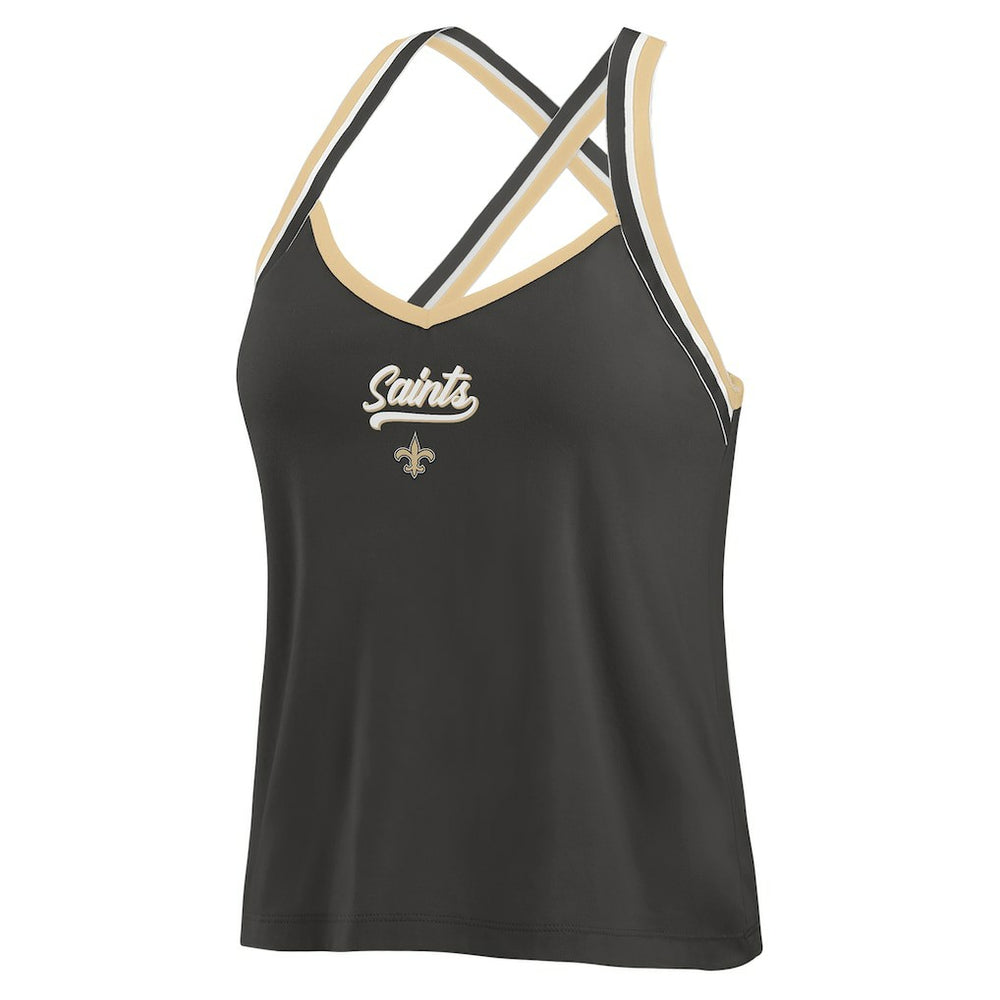 New Orleans Saints  WEAR by Erin Andrews Women's Cross Strap Tri-Blend Tank Top