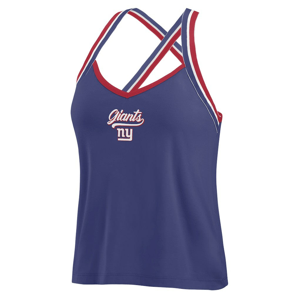 New York Giants  WEAR by Erin Andrews Women's Cross Strap Tri-Blend Tank Top