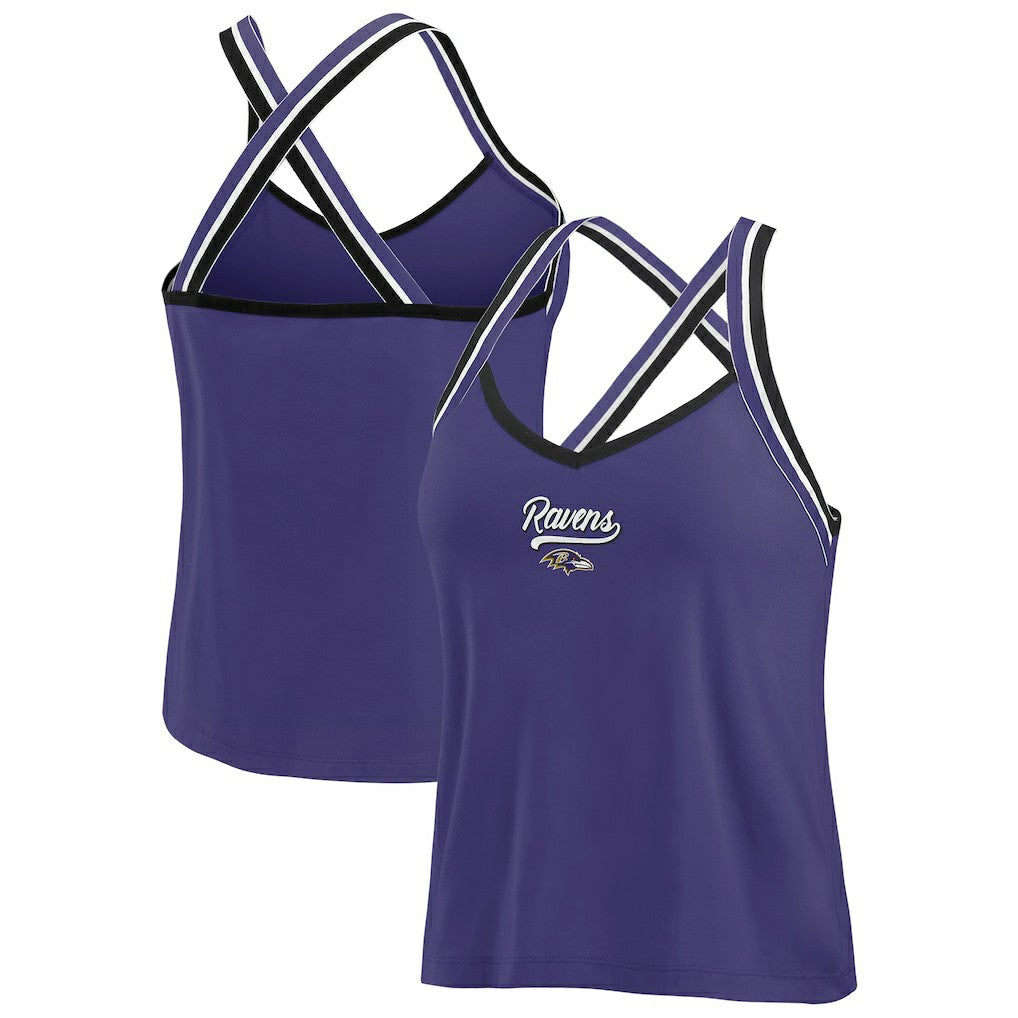 Baltimore Ravens  WEAR by Erin Andrews Women's Cross Strap Tri-Blend Tank Top
