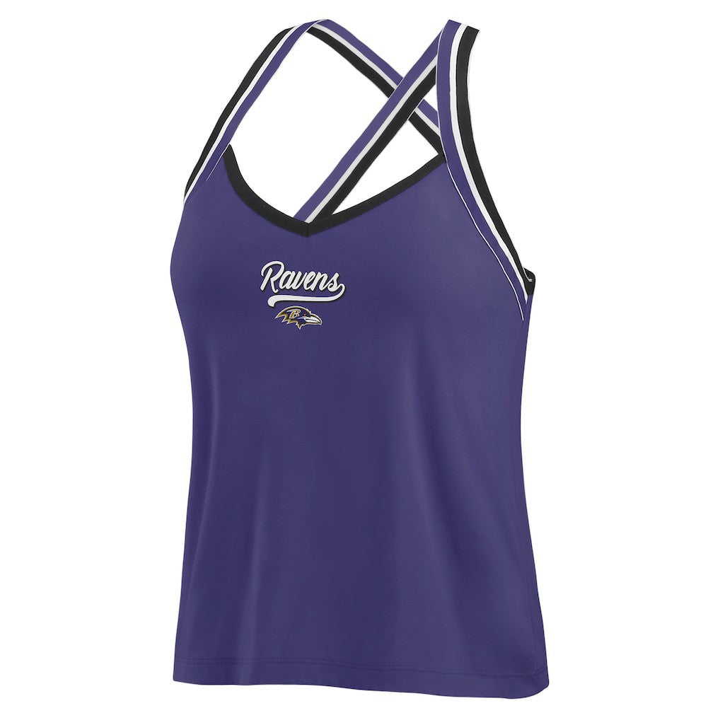 Baltimore Ravens  WEAR by Erin Andrews Women's Cross Strap Tri-Blend Tank Top