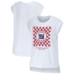 New York Giants  WEAR by Erin Andrews Women's Checker Muscle Tank Top