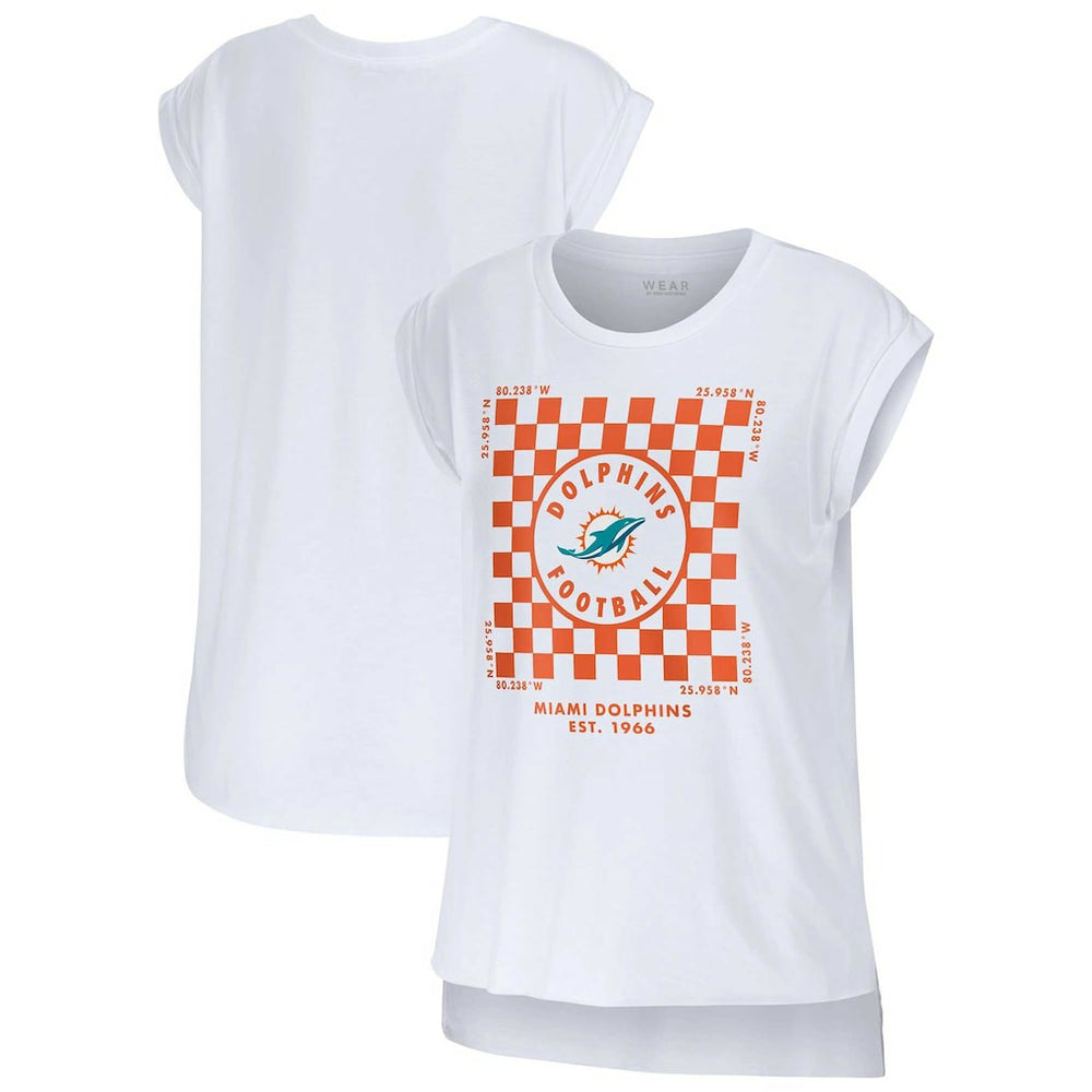 Miami Dolphins  WEAR by Erin Andrews Women's Checker Muscle Tank Top