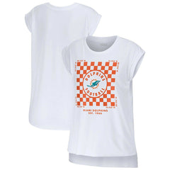 Miami Dolphins  WEAR by Erin Andrews Women's Checker Muscle Tank Top
