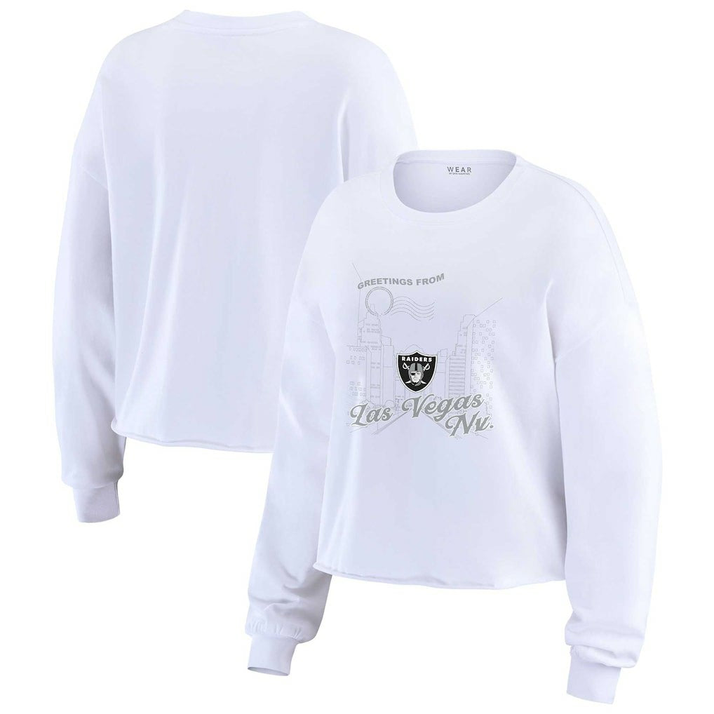 Las Vegas Raiders  WEAR by Erin Andrews Women's Postcard Cropped Long Sleeve Top