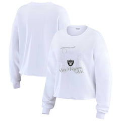 Las Vegas Raiders  WEAR by Erin Andrews Women's Postcard Cropped Long Sleeve Top
