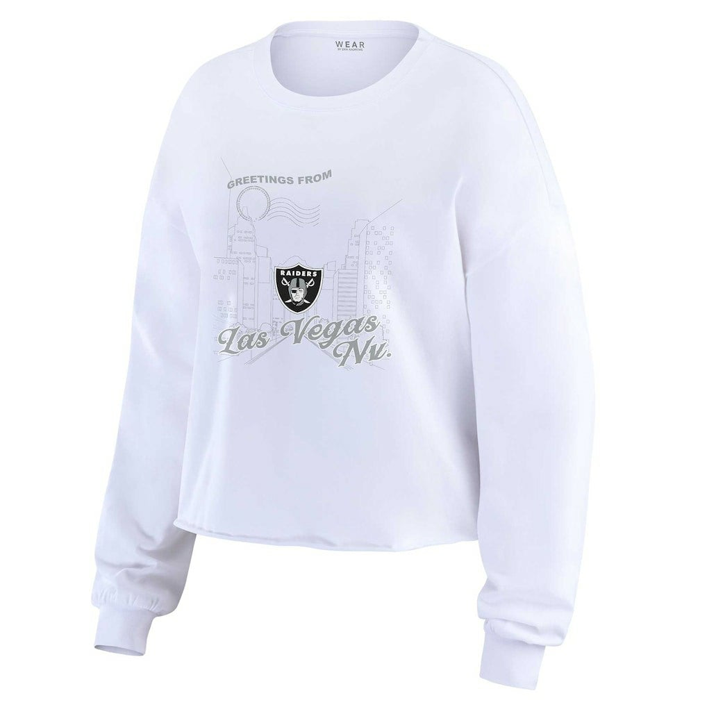 Las Vegas Raiders  WEAR by Erin Andrews Women's Postcard Cropped Long Sleeve Top