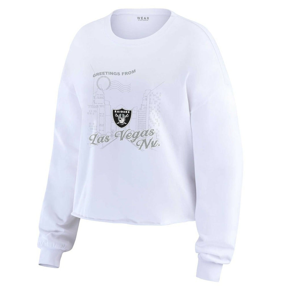 Las Vegas Raiders  WEAR by Erin Andrews Women's Postcard Cropped Long Sleeve Top