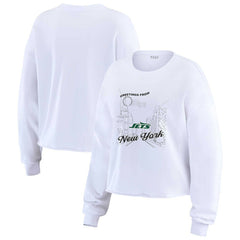 New York Jets  WEAR by Erin Andrews Women's Postcard Cropped Long Sleeve Top