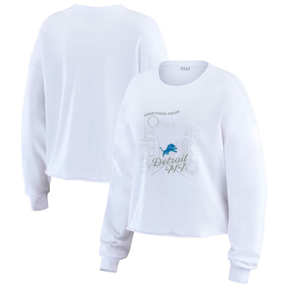 Detroit Lions  WEAR by Erin Andrews Women's Postcard Cropped Long Sleeve Top