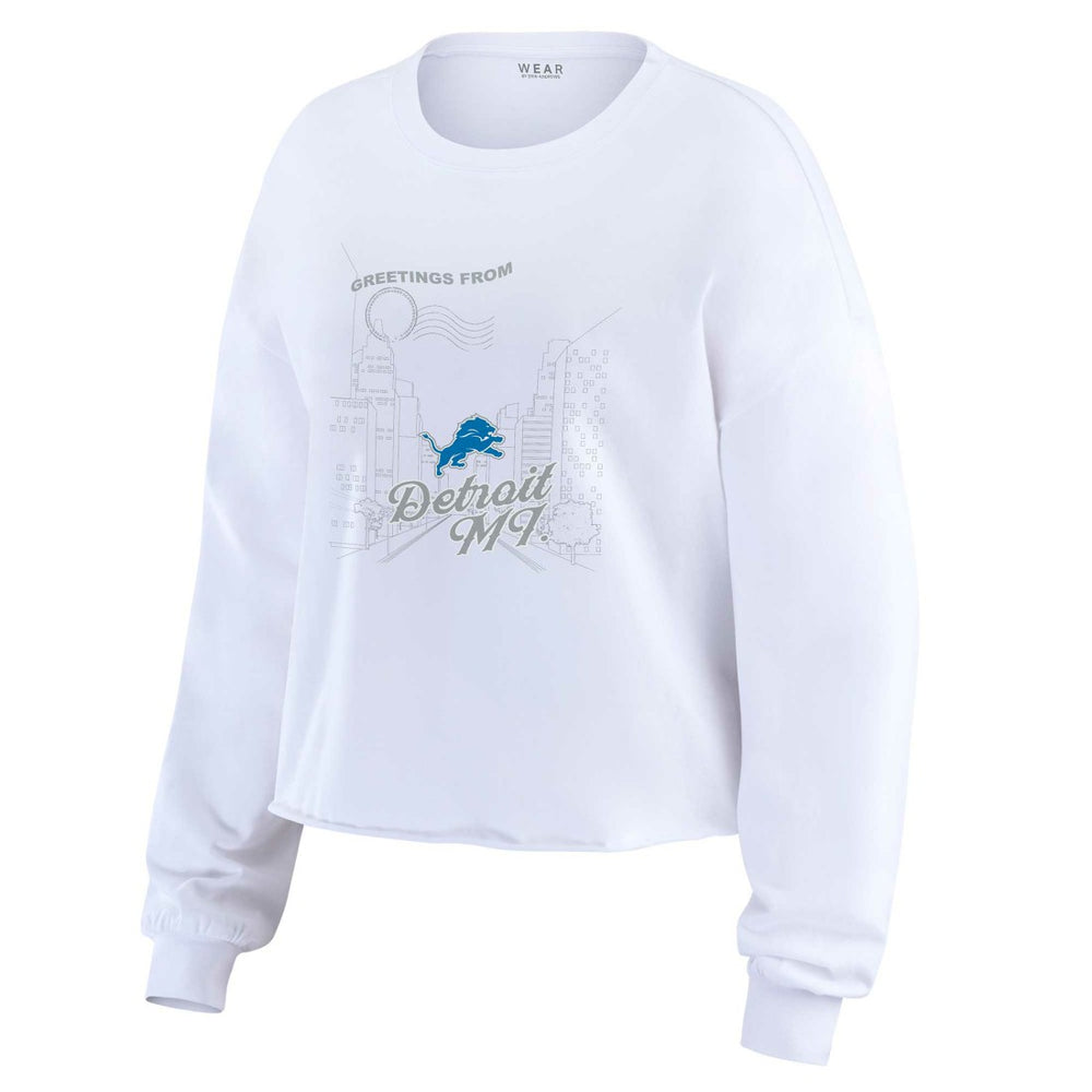 Detroit Lions  WEAR by Erin Andrews Women's Postcard Cropped Long Sleeve Top