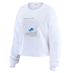 Detroit Lions  WEAR by Erin Andrews Women's Postcard Cropped Long Sleeve Top