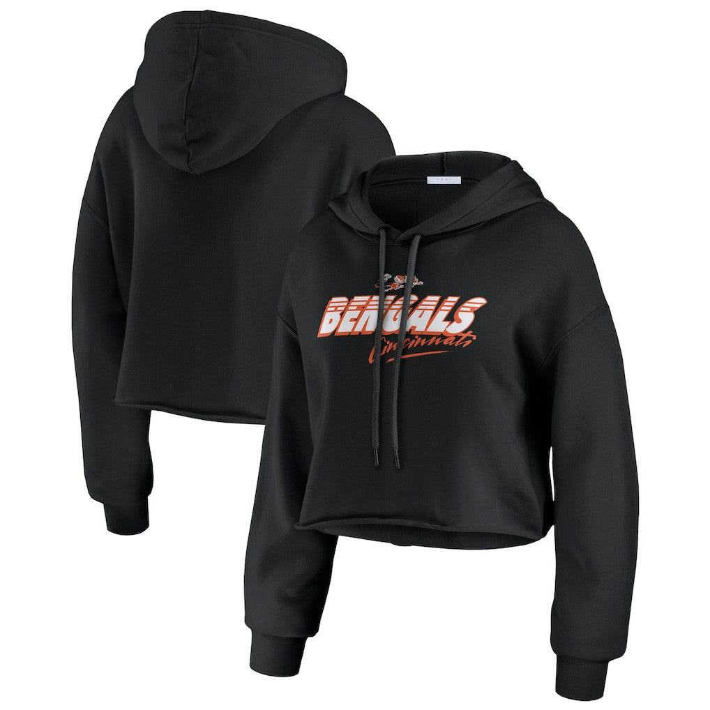 Cincinnati Bengals  WEAR by Erin Andrews Women's Prime Cropped Pullover Hoodie