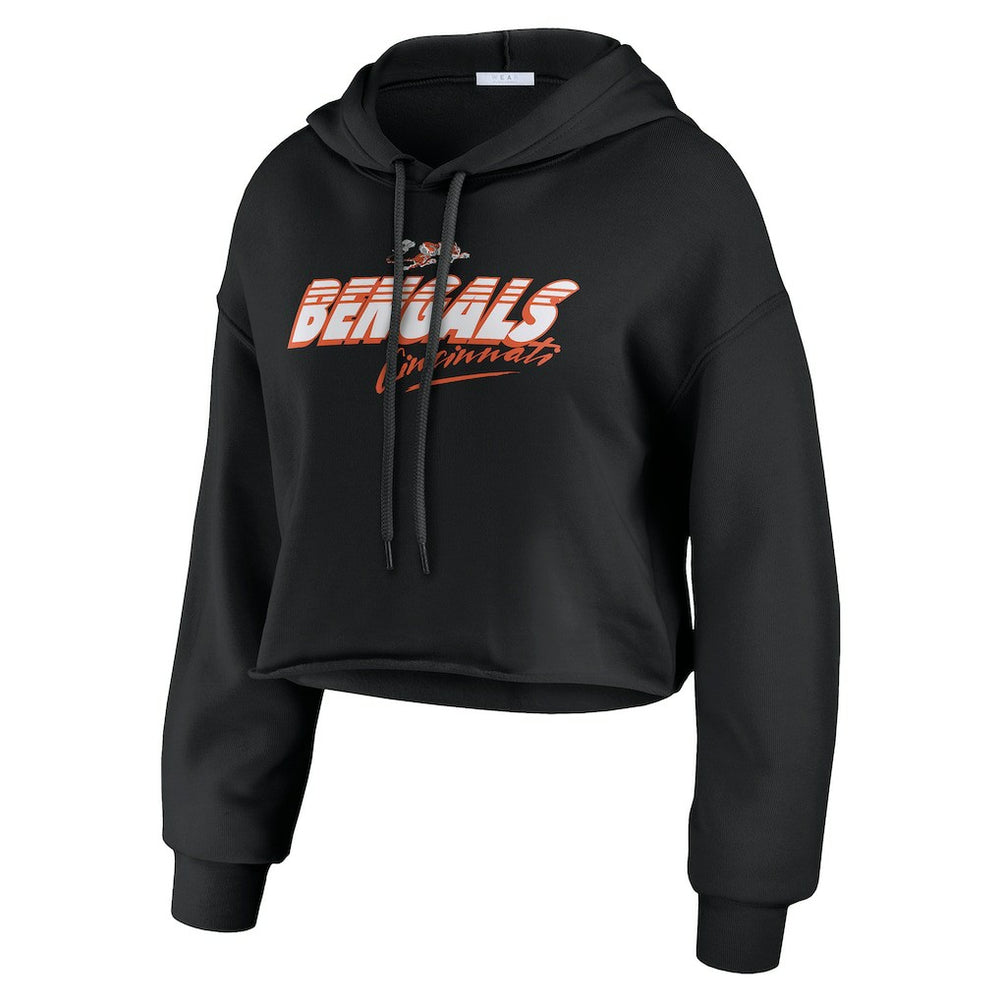 Cincinnati Bengals  WEAR by Erin Andrews Women's Prime Cropped Pullover Hoodie