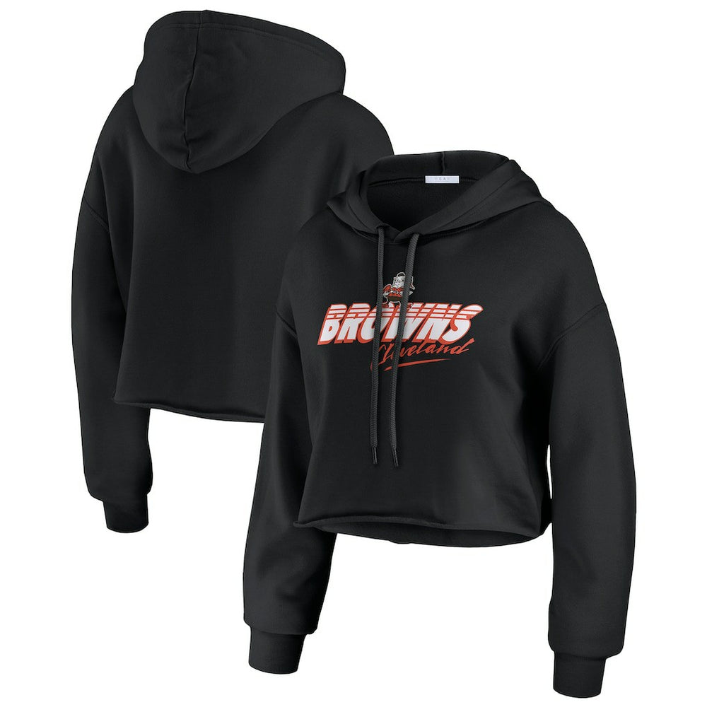 Cleveland Browns  WEAR by Erin Andrews Women's Prime Cropped Pullover Hoodie