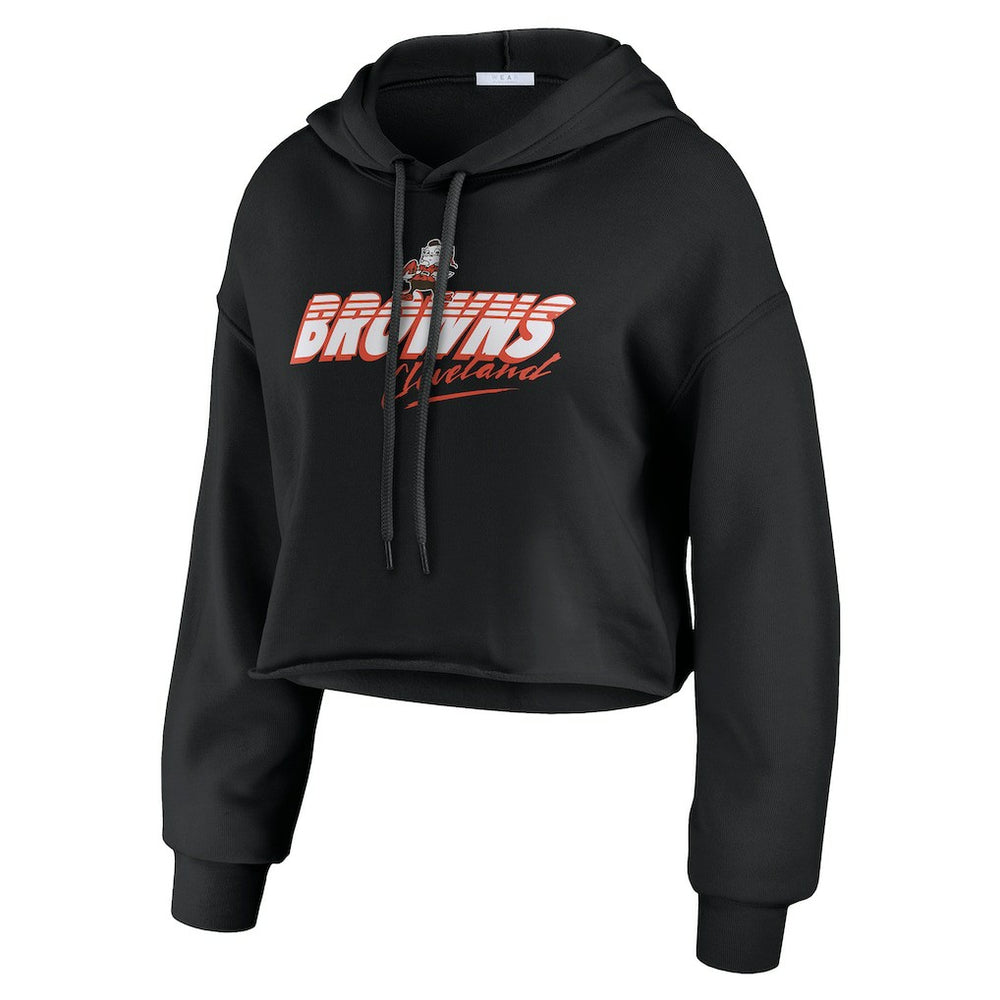 Cleveland Browns  WEAR by Erin Andrews Women's Prime Cropped Pullover Hoodie